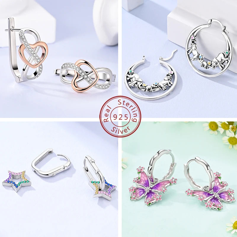 2025 neue 925 Sterling Silber Creolen Blumen Zirkon Tropfen Ohrringe Stud Für Frau Feine Geburtstag Hochzeit Schmuck Geschenke