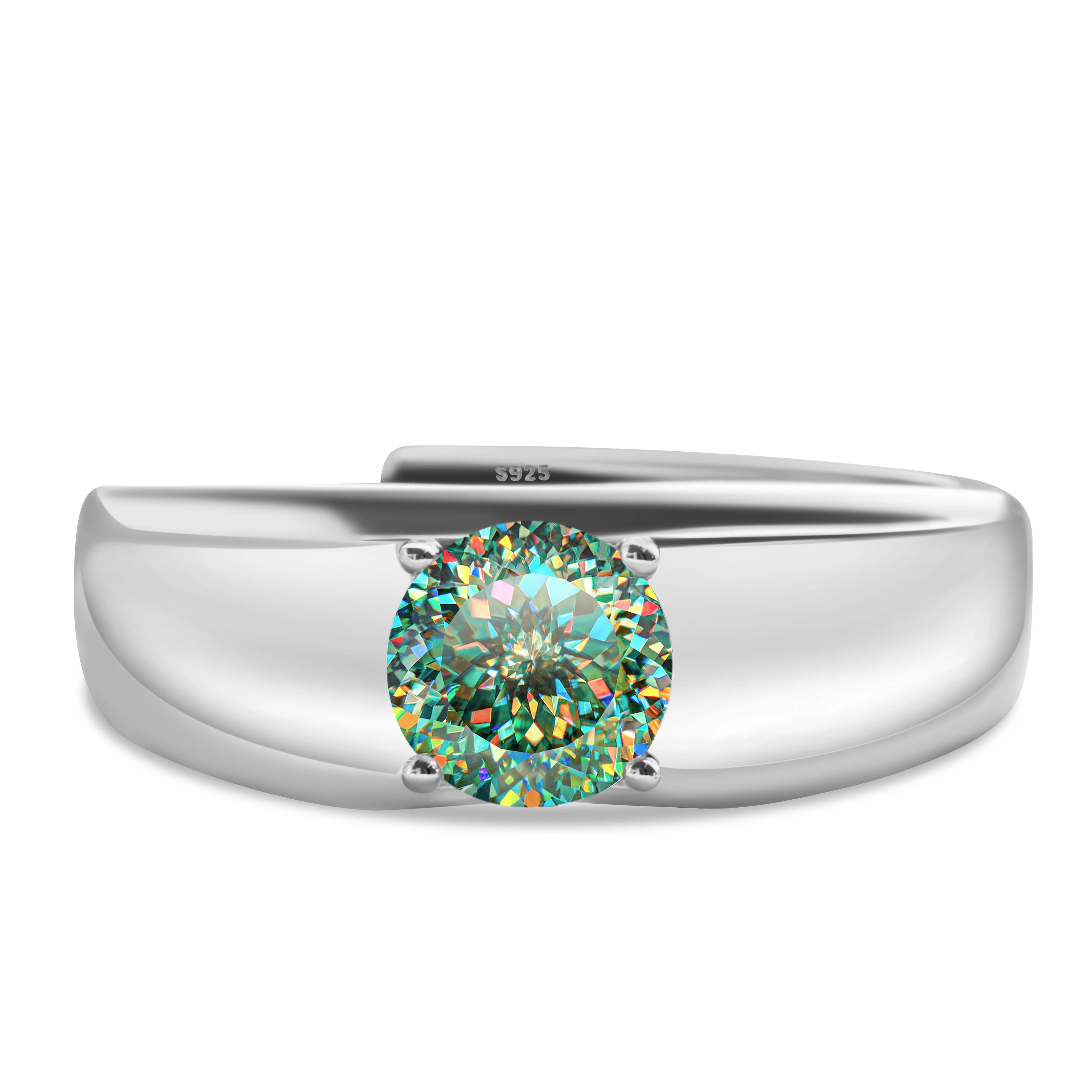 925er Silber-Ring mit 1 Karat Moissanit – Weißgold plattiert für Verlobung & Hochzeit