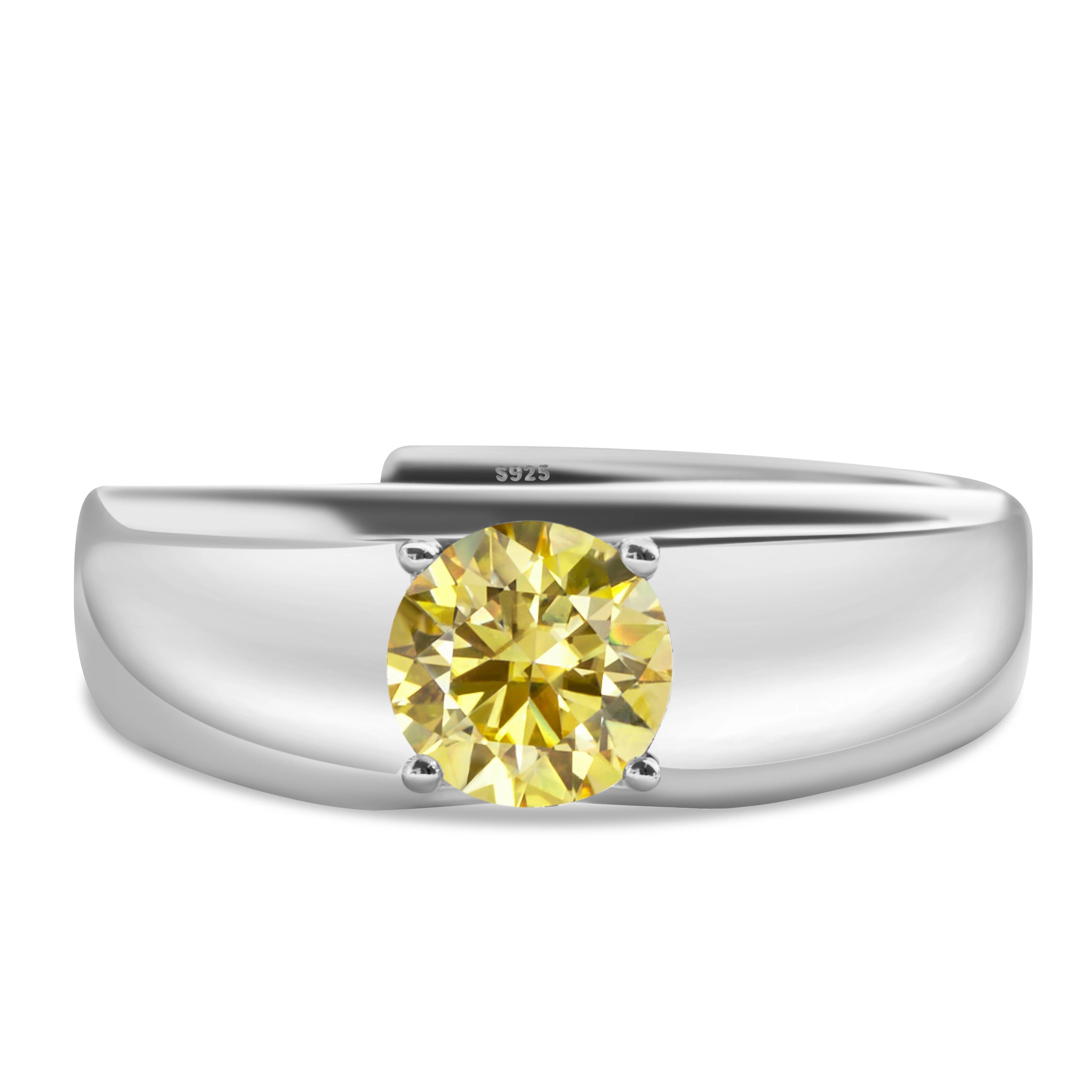 925er Silber-Ring mit 1 Karat Moissanit – Weißgold plattiert für Verlobung & Hochzeit