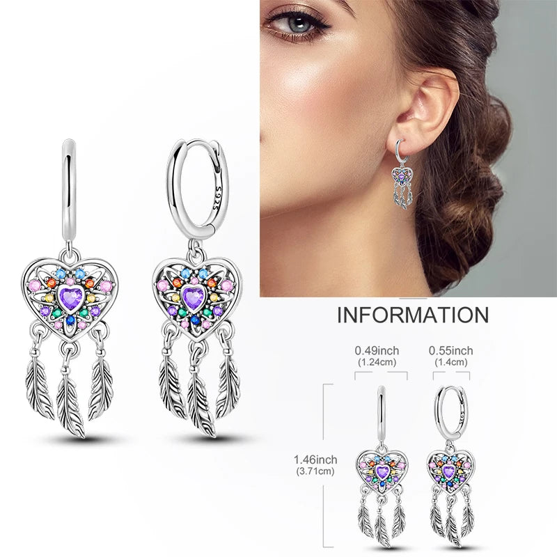 Creolen aus 925er-Sterlingsilber, Mond, Sonne, Original-Ohrring, Anhänger, Zirkon, Herzform, Stern-Ohrring, für Frauen und Mädchen, zur Herstellung von Schmuck