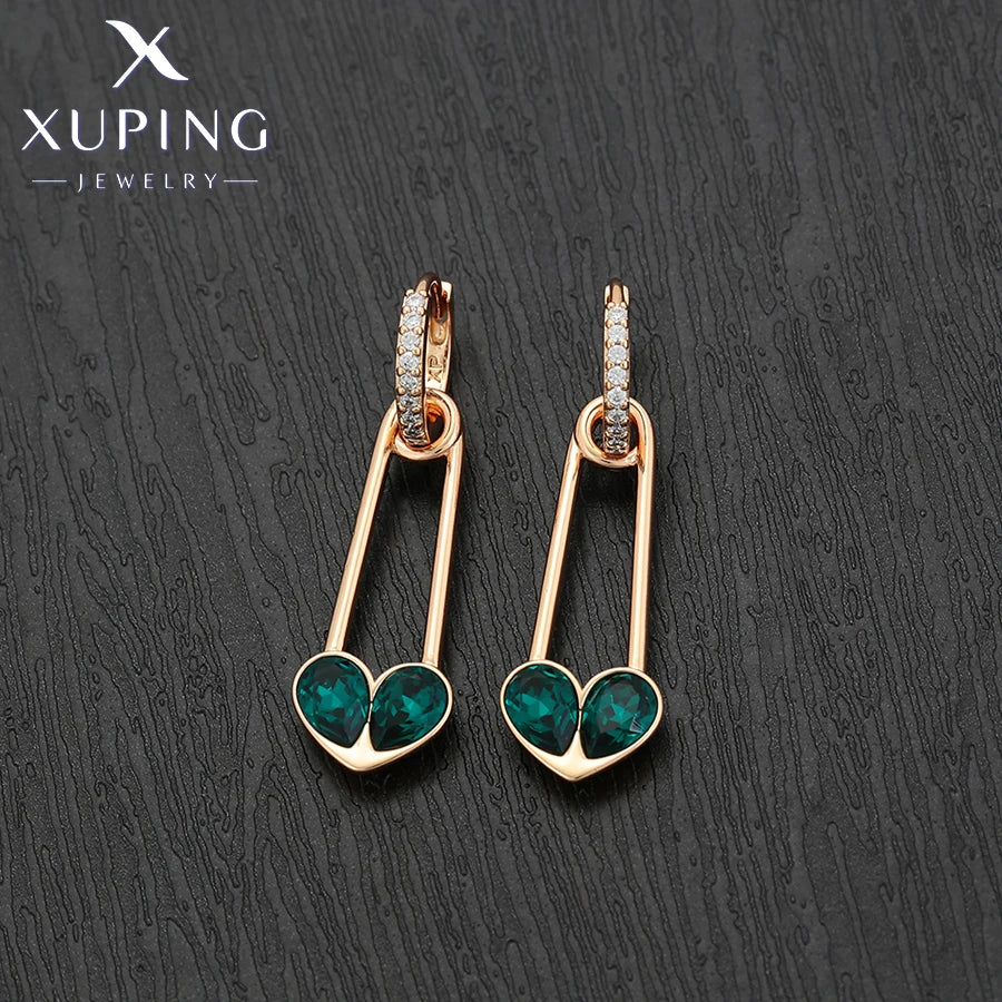 Xuping Jewelry Store Neuankömmling Kupferlegierung Charm vergoldet schöne Kristallohrringe für Frauen Mädchen Schmuck Geburtstagsfeier