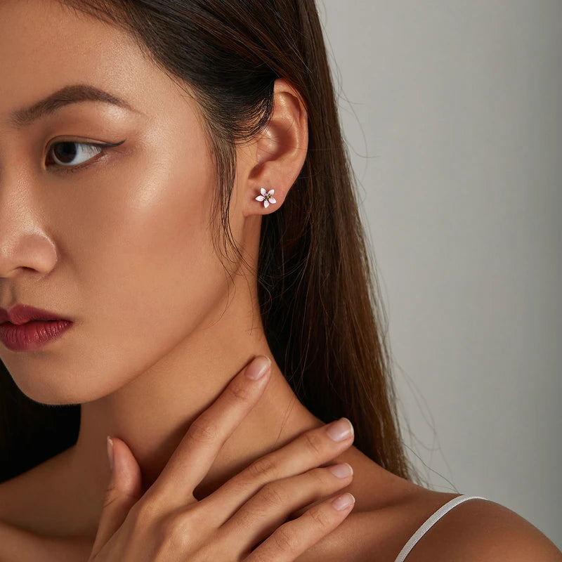 Bamoer Luxus-Ohrringe für Mädchen aus 925er-Sterlingsilber, Regenbogen-Schmetterling, niedlich, schick, lustig, Ohrstecker, Original für Damen, Party, edler Schmuck