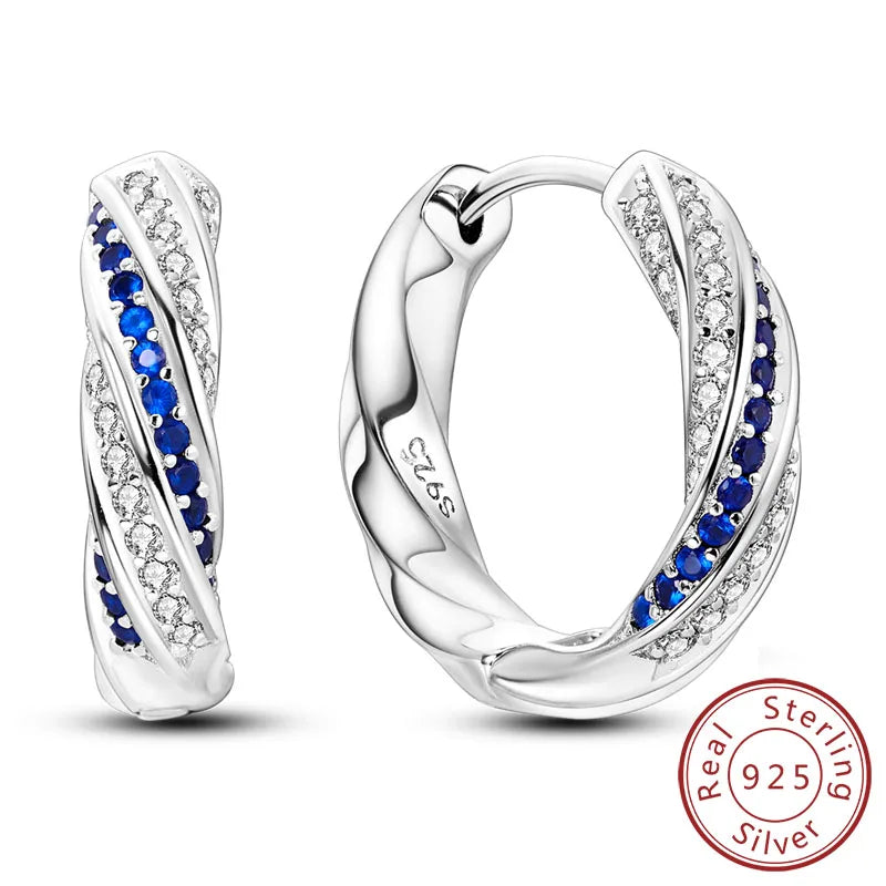 Creolen Neue Original 925 Sterling Silber Süße Herz Bogen Runde Zirkon Ohrstecker Für Frauen Mädchen Edlen Schmuck