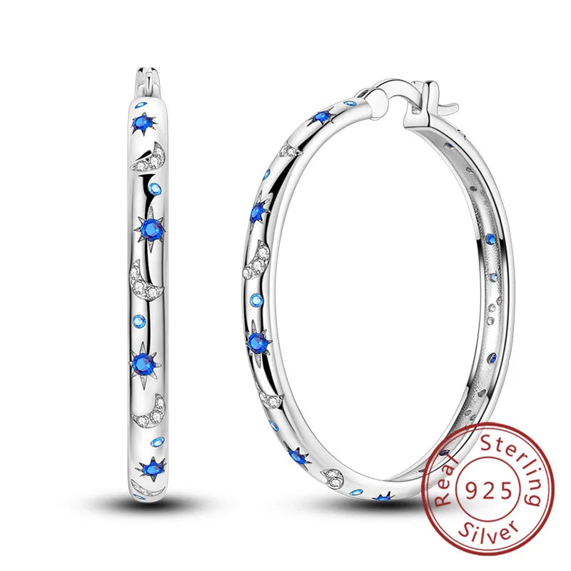 Damen-Ohrringe, 925er-Sterlingsilber, Creolen, Herz, Zirkon, Stern-Tropfenohrringe für Damen, Mode, Party, Geburtstag, Schmuck, Geschenke