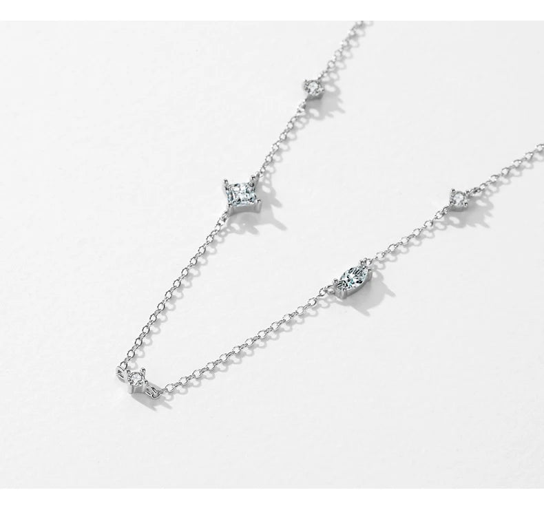 MODIAN Halskette mit Anhänger aus 925er-Sterlingsilber, Regenbogenfarben, bunt, mit Zirkonia, glänzend, geometrisch, für Damen, Party, Schmuck, Geschenk