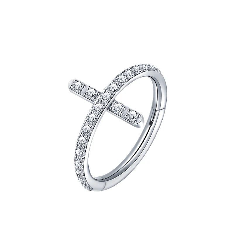 ASTM F136 Titan Antiallergisch Septum Piercing Nasenring Tragus Knorpel Ohrring Lip Stud Zirkon Clicker Hoop Körperschmuck 16G