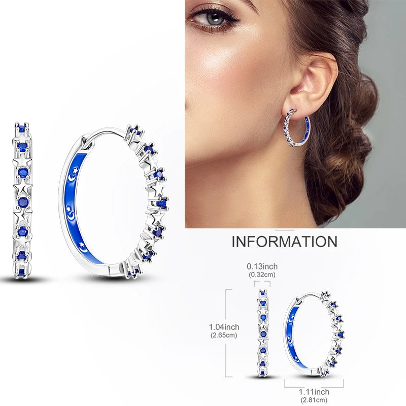 Creolen aus 925er-Sterlingsilber, Mond, Sonne, Original-Ohrring, Anhänger, Zirkon, Herzform, Stern-Ohrring, für Frauen und Mädchen, zur Herstellung von Schmuck