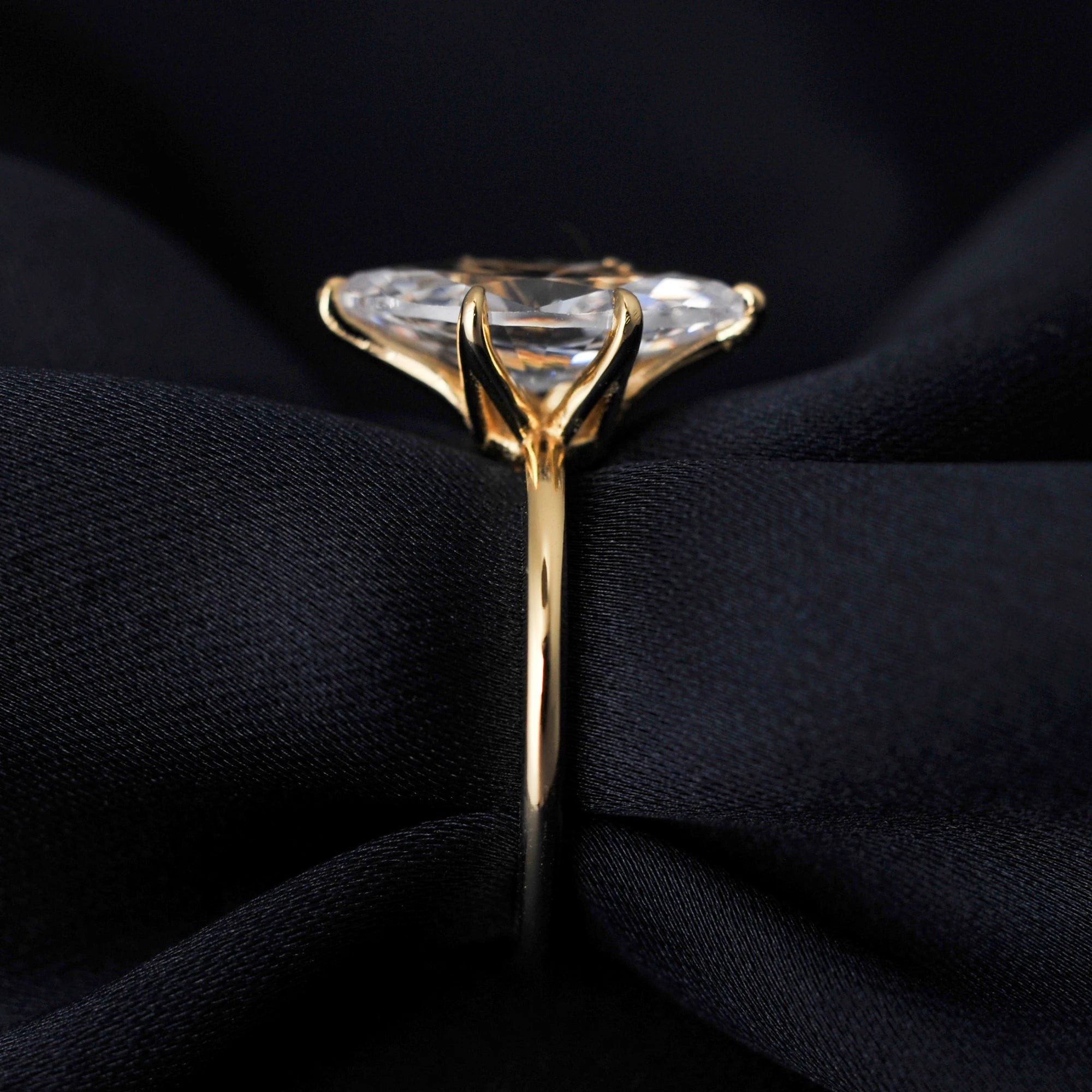 Vintage 9ct Marquise-Zirkonia Verlobungsring aus 925er Sterlingsilber