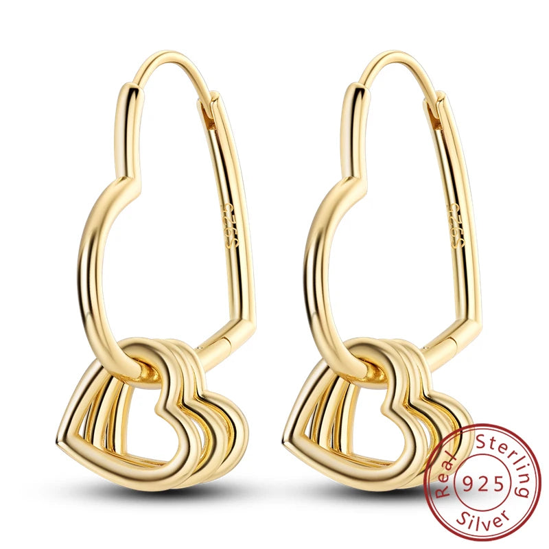 Neue Creolen aus 925er-Sterlingsilber, Gold, Gold, funkelnde Sonne, Mond, Stern, Ohrringe, Ohrstecker, Tropfen für Frauen, Mädchen, Party, edler Schmuck, Geschenk