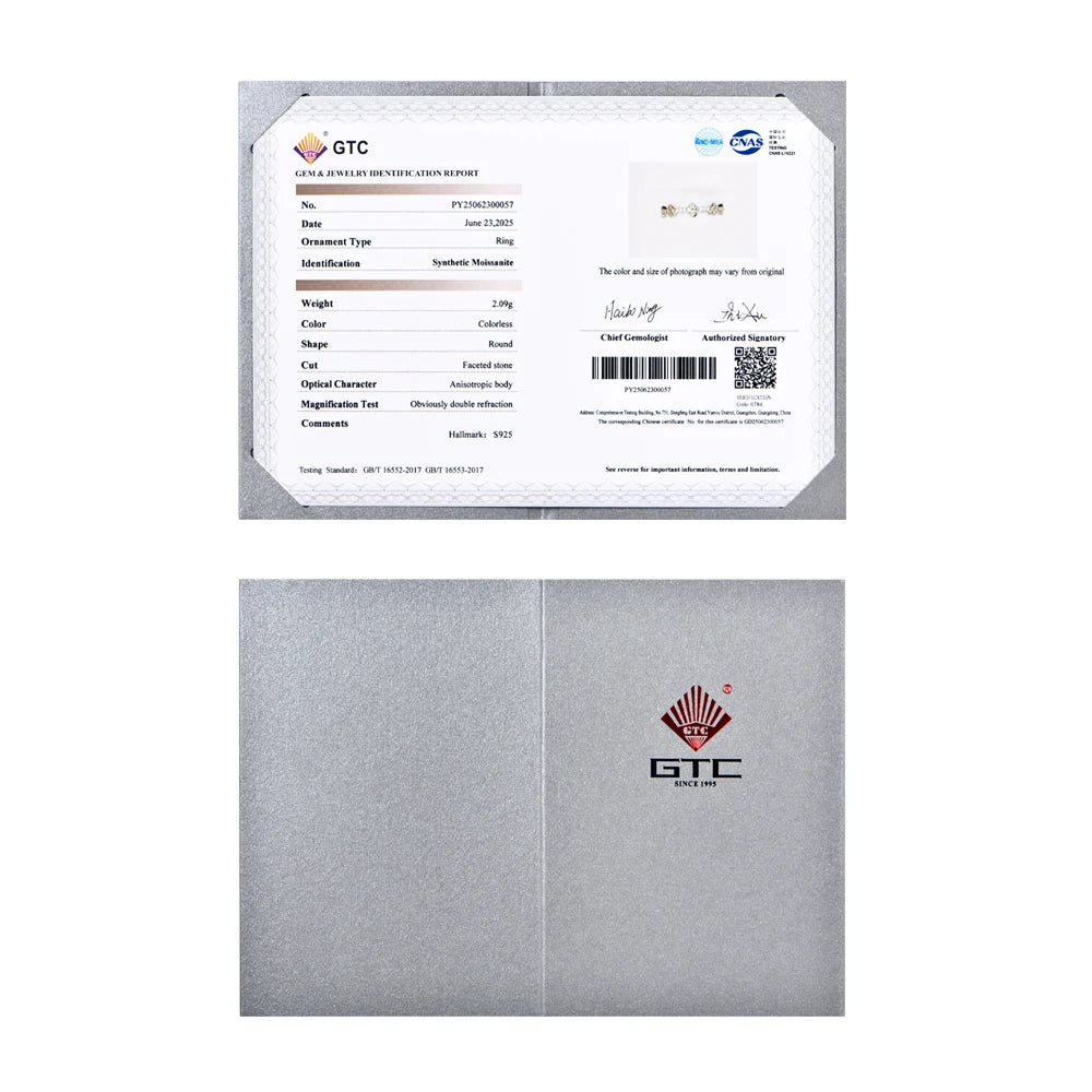 ATTAGEMS Eternity DVVS1 Moissanit-Ring für Damen, 100 % echtes 925er-Sterlingsilber, vergoldet, Hochzeit, Party, Charm, edler Schmuck, neu