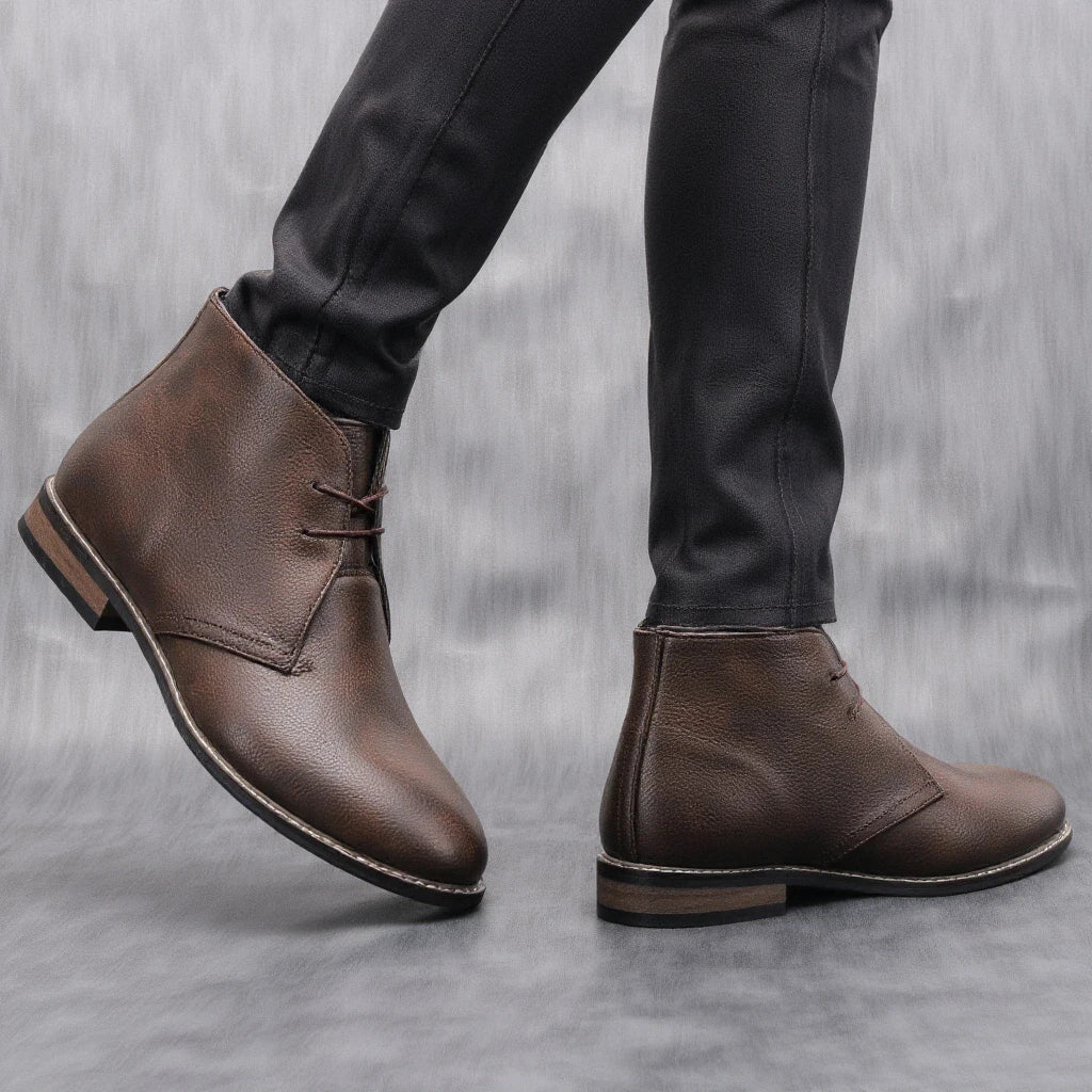 Retro Stil Herren Lederstiefel – Klassische Vintage Stiefeletten