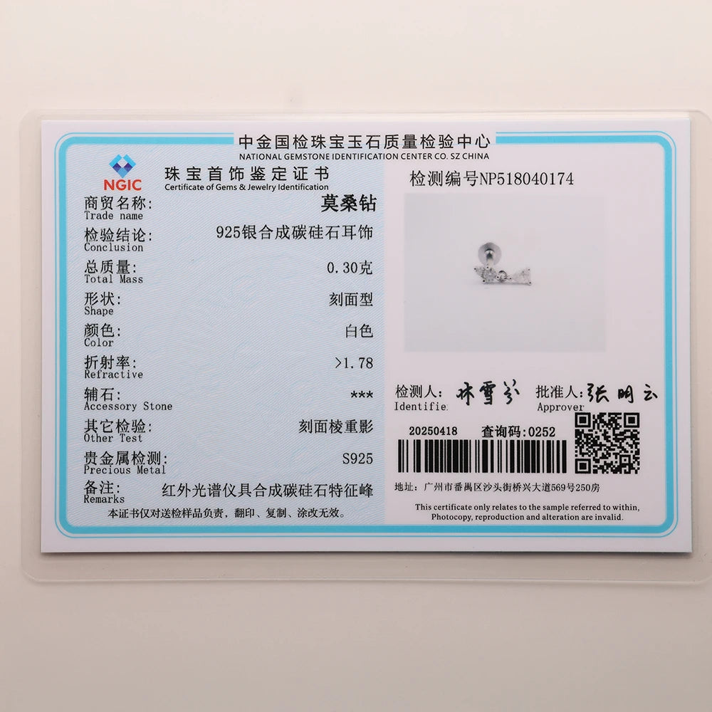 Aide Moissanit-Diamant-Ohrstecker für Damen, originales 925er-Sterlingsilber, Schraubverschluss, Damen-Moissanit-Ohrring mit flacher Rückseite, Juwel