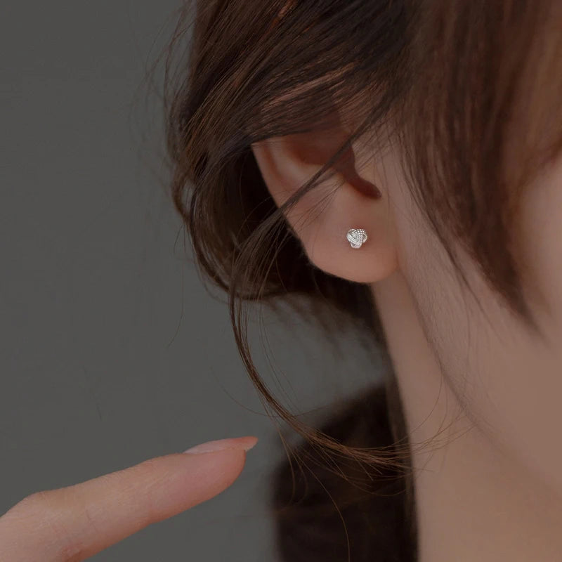 INZATT Ohrstecker aus echtem 925er-Sterlingsilber, 4/6 mm, Wolle, Kugelumlaufspindel, Perlen, für Damen, Party, klassisch, minimalistisch, edler Schmuck