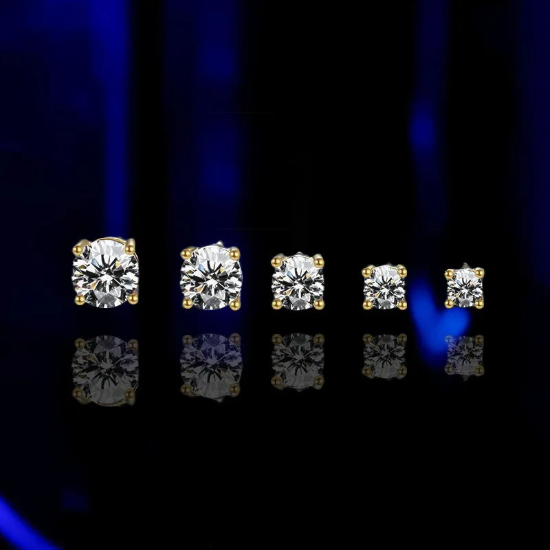 18K vergoldete Ohrringe S925 Sterling Silber D Farbe VVS1 Zirkon Ohrstecker für Frauen wie glänzend wie Diamant-Hochzeitsschmuck