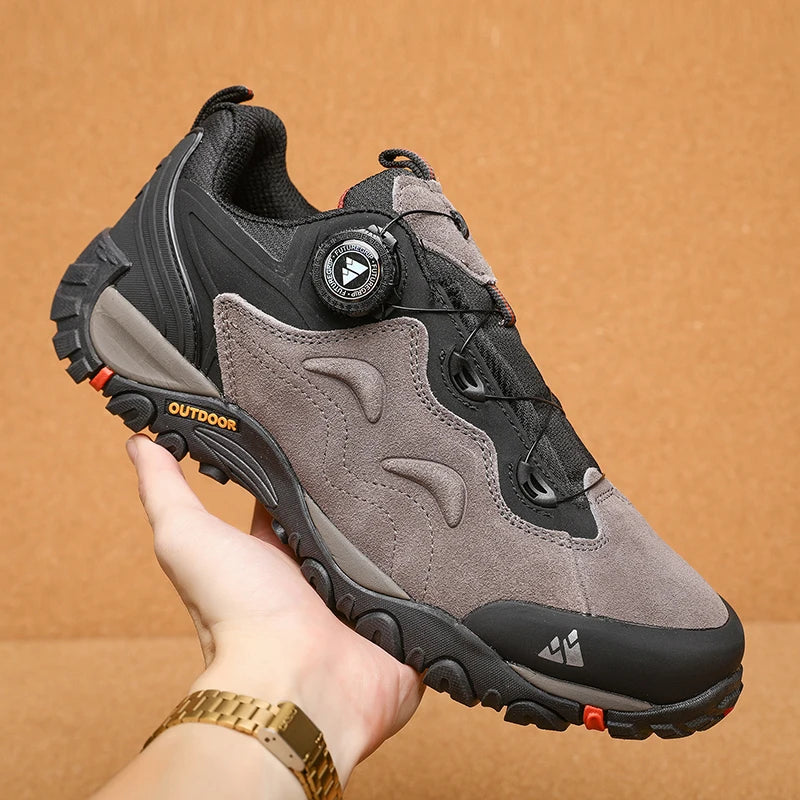 HIKEUP-Lederschuhe für Herren, Outdoor-Wanderschuhe, Touristentreckingsneaker, Bergsteigen, Trail-Joggingschuhe, Spannschloss