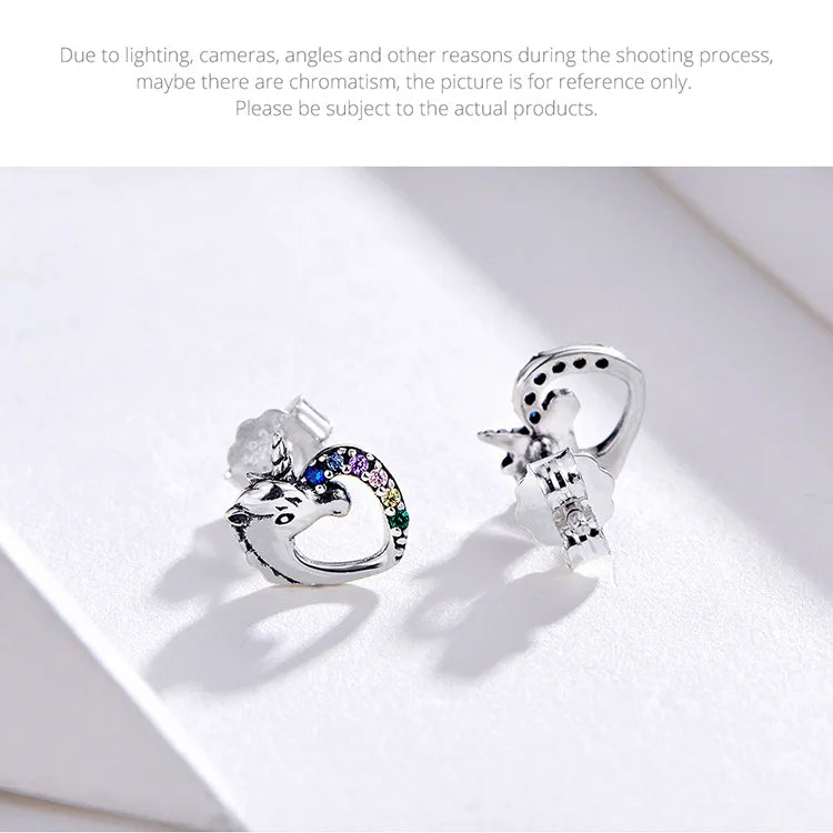 Bamoer Luxus-Ohrringe für Mädchen aus 925er-Sterlingsilber, Regenbogen-Schmetterling, niedlich, schick, lustig, Ohrstecker, Original für Damen, Party, edler Schmuck