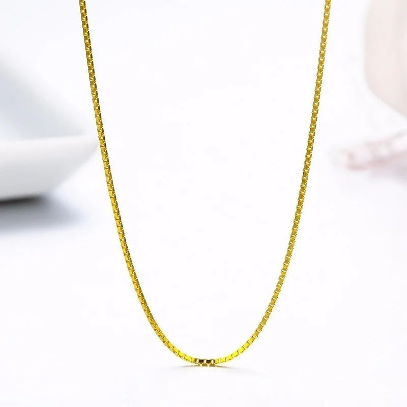 35-80cm 0,65mm Dünne Echt 925 Sterling Silber Gold Farbe Box Kette Halskette Frauen Kinder Mädchen Kinder herren Schmuck Kolye Collares