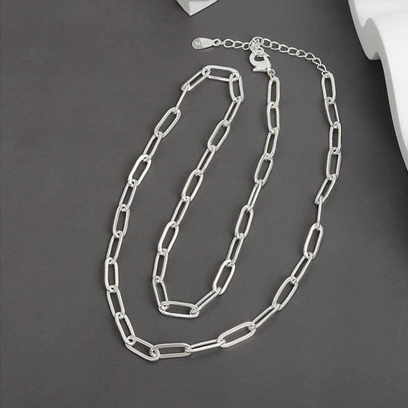 Halskette aus 925er-Sterlingsilber, schwarze Perlen, quadratisch, unregelmäßig, Punk, geometrisch, für Frauen und Mädchen, Schmuck, Geschenk, Dropshipping, Großhandel