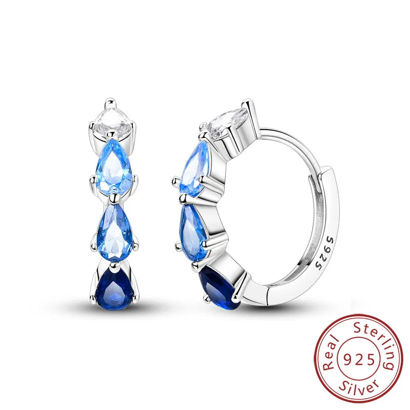 Creolen Original 925 Sterling Silber Blaues Sternenlicht Kristall Feuerdrache Schmetterling Ohrringe Für Frauen Party Hochzeit Schmuck