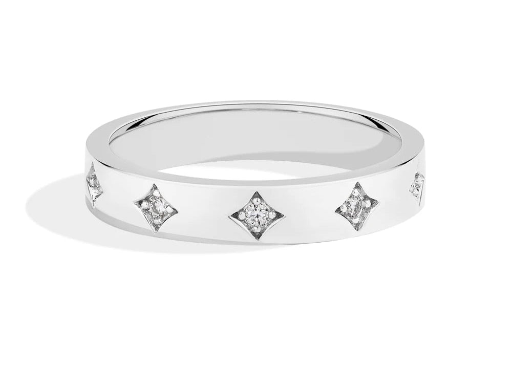 Runder Moissanit-Sternring Damen 925 Silber