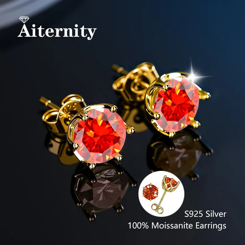 Moissanit-Ohrstecker mit 2 Zertifikaten, Diamant-Tester-Stift für Männer und Frauen, 925er Silber, 18 Karat vergoldet, Hochzeits-Edelstein