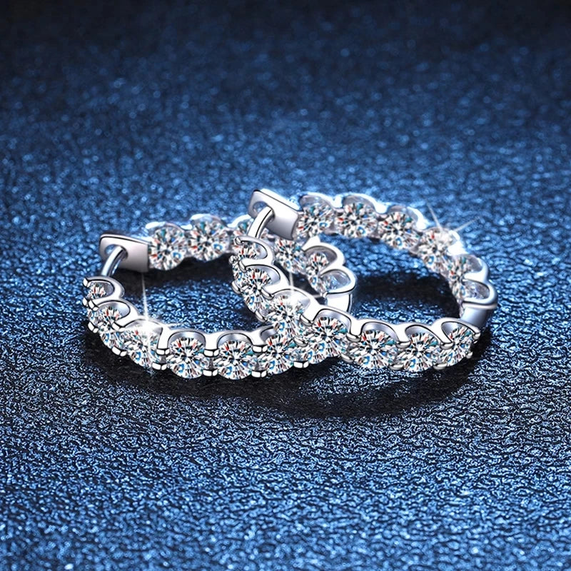 2,6 CT D Farbe Moissanit Creolen 925 Sterling Silber vergoldet mit 18 Karat Gold Ohrringe für Frauen Funkelnder Partyschmuck