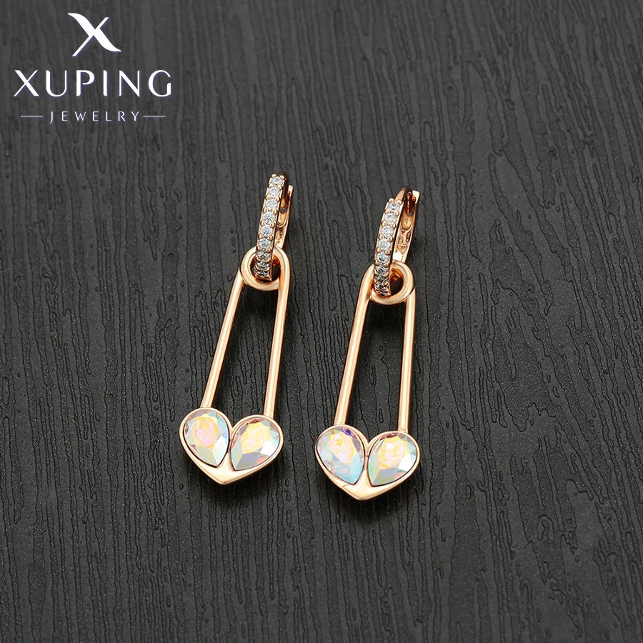 Xuping Jewelry Store Neuankömmling Kupferlegierung Charm vergoldet schöne Kristallohrringe für Frauen Mädchen Schmuck Geburtstagsfeier