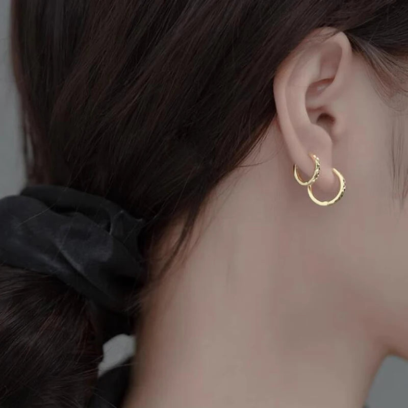 INZATT Echt 925 Sterling Silber 10/12/14 MM 18 K Runde Huggies Creolen Für Frauen Klassische feine Schmuck 2024 Trendy Sommer