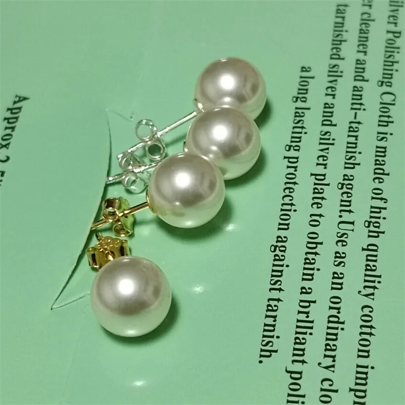 Somilia – Großhandel 8–14 mm hochwertige runde weiße Perle im japanischen Stil und Ohrstecker aus 925er Sterlingsilber für Damen. Ein Paar