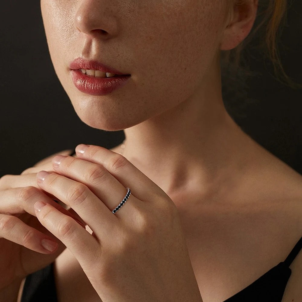 Damen Schwarzer Moissanit-Eternity-Ring