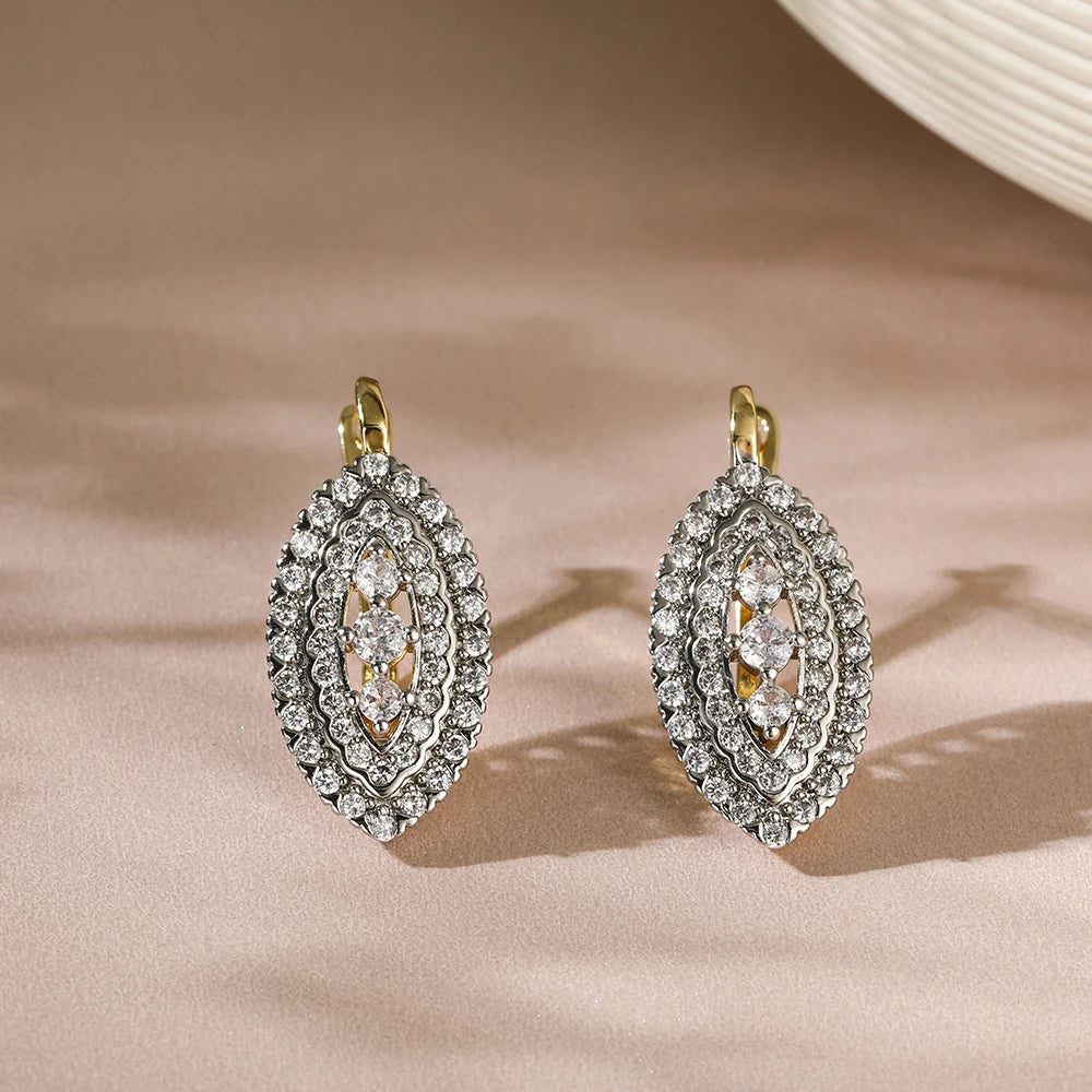 Zweifarbige Kristall-Ohrringe Vergoldet Damen