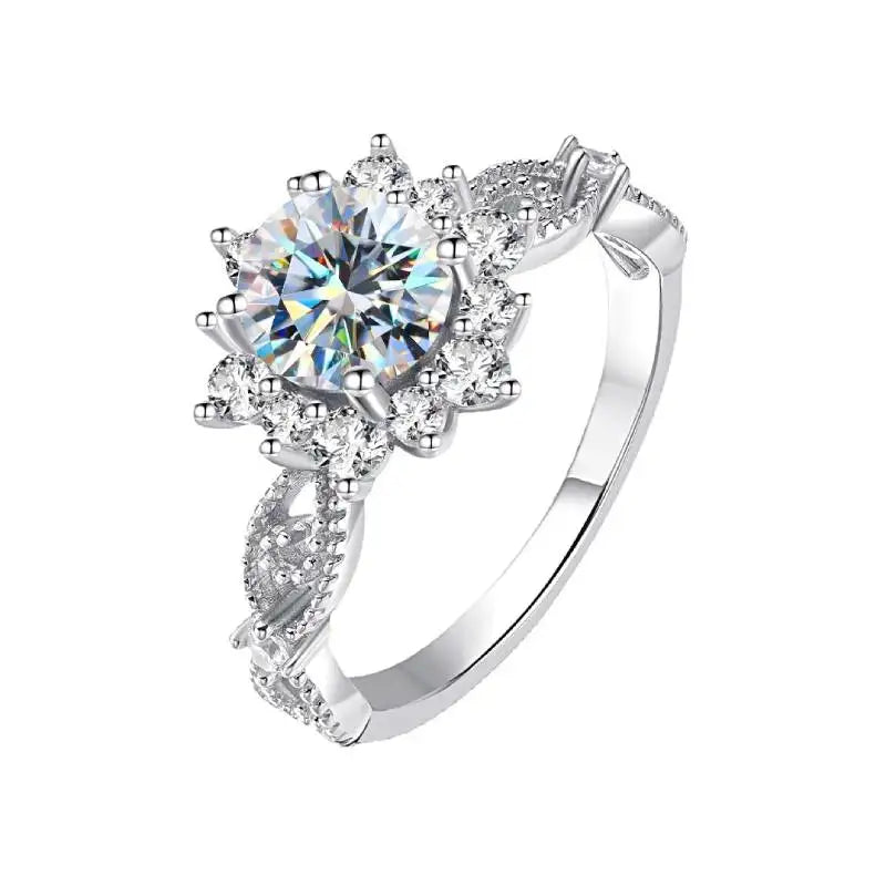 Damen Moissanit Sonnenblumen-Ring