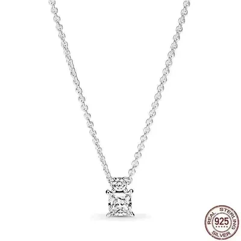Heißer Verkauf 925er Sterlingsilber klassische quadratische herzförmige Schleife Halskette exquisite Luxus Damen Charm Schmuck Festival Geschenke