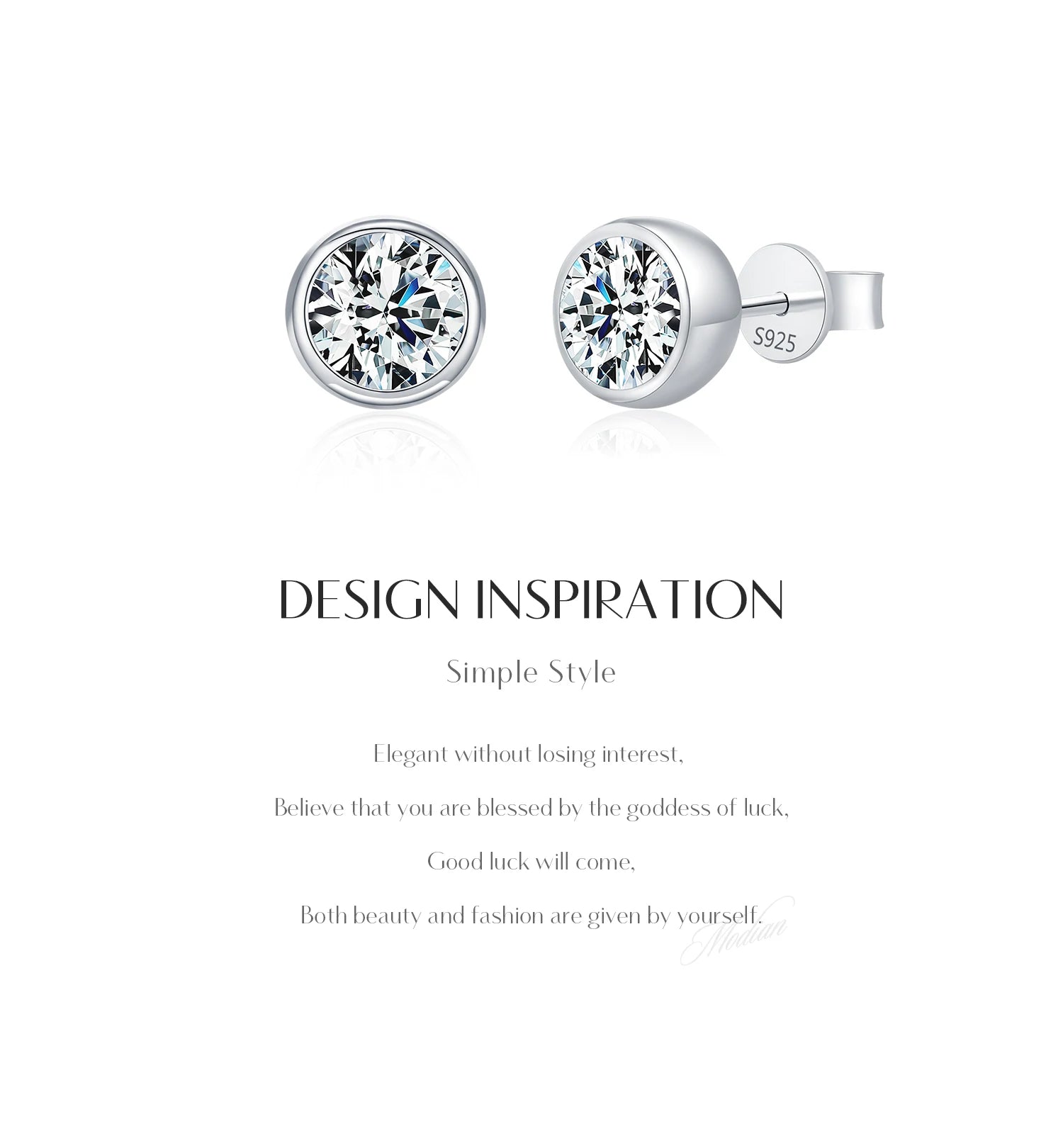 MODIAN 1CT/2CT D Farbe Lünette Moissanit Ohrringe 925 Sterling Silber Klassische Runde Stud Ohrringe Für Frauen Hochzeit Edlen schmuck