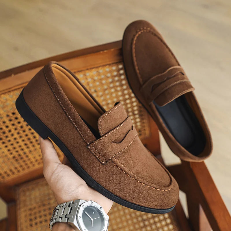 Herbst Wildleder Loafer Mann Große Größe 45 Komfort Slip-on Casual Schuhe Männer Wohnungen Retro Braun Mokassins Für Männer zapatos de hombre