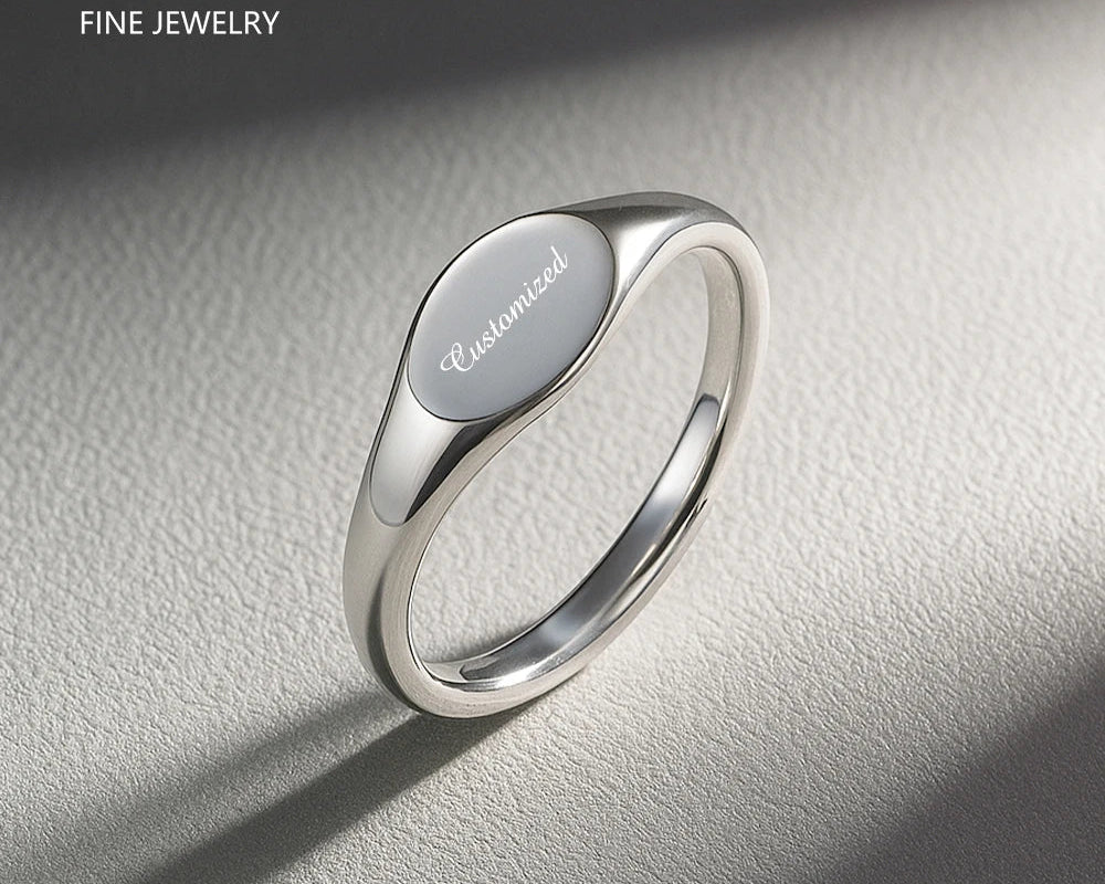 925er Sterlingsilber Siegelring mit Gravur