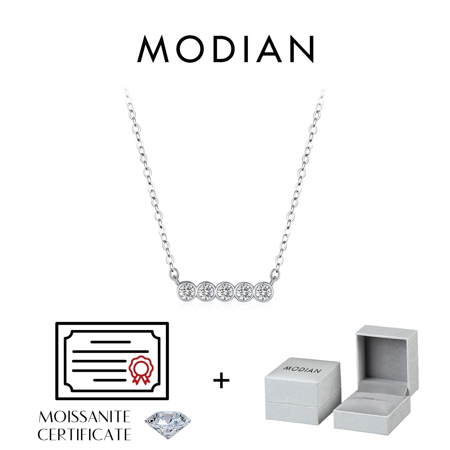 MODIAN D Farbe Moissanit 925 Sterling Silber Stapelbare Anhänger Halsketten Labor Diamant Link Kette Schmuck Für Frauen Luxus Geschenk