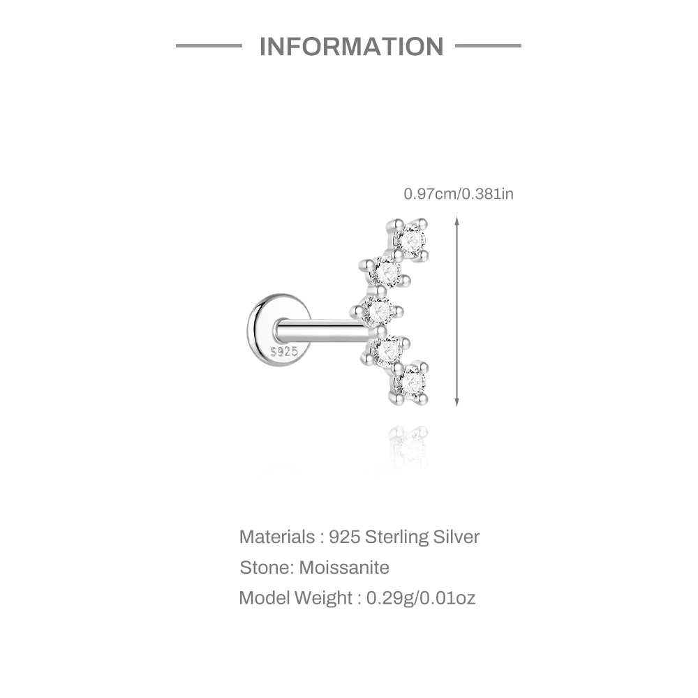 Aide Moissanit-Diamant-Ohrstecker für Damen, originales 925er-Sterlingsilber, Schraubverschluss, Damen-Moissanit-Ohrring mit flacher Rückseite, Juwel