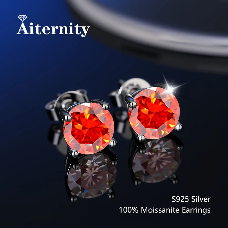 Moissanit-Ohrstecker mit 2 Zertifikaten, Diamant-Tester-Stift für Männer und Frauen, 925er Silber, 18 Karat vergoldet, Hochzeits-Edelstein