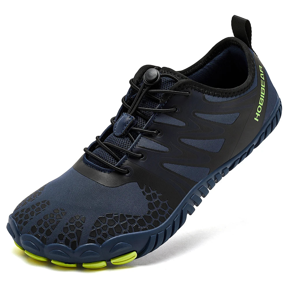 HOBIBEAR Barfußschuhe mit breiter Zehenpartie für Unisex, Kunstleder, Outdoor-Walking-Sneaker, Zero Drop, minimalistische Schuhe mit elastischem Band