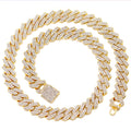 14mm Iced Out Cuban Kette für Herren – Luxuriöse Hip-Hop Strass-Halskette mit Zirkonia-Steinen – Gold/Silber