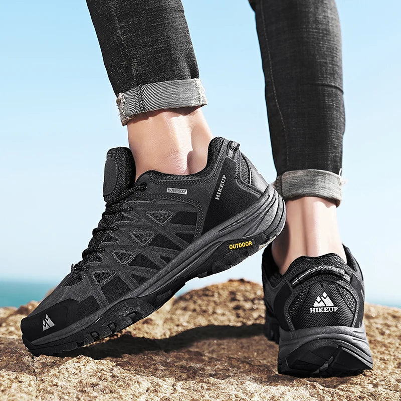 HIKEUP Modische Outdoor-Schuhe, Wandern, Herren, Sport, lässig, Bergtrekking-Stiefel, Camping-Sneaker für Herren, rutschfest, verschleißfest