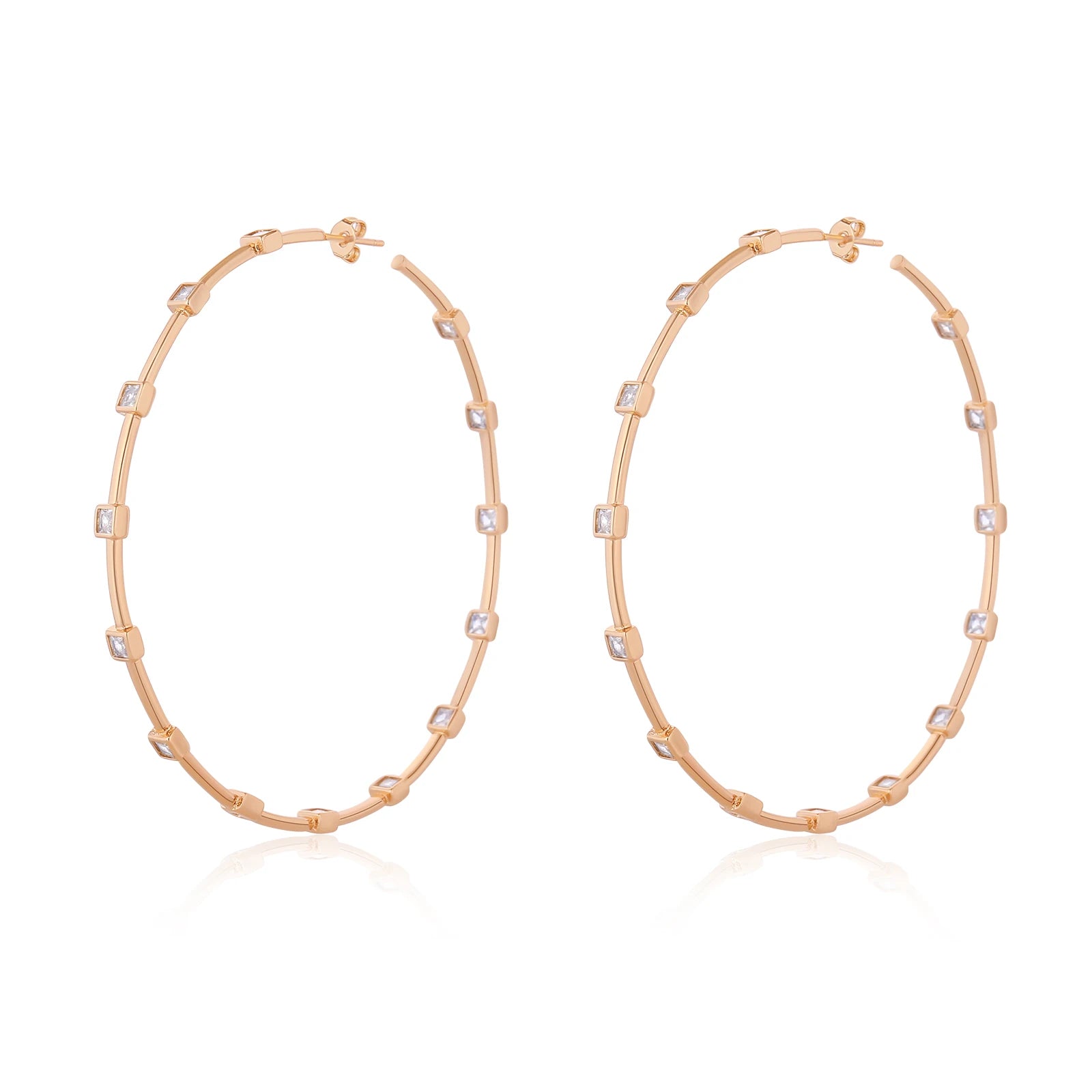 MHS.SUN Mode Vergoldet Große AAA CZ Hoop Ohrringe Für Frauen Übertreiben Große Ohrringe Intarsien Zirkon Hip Hop Ohr Schmuck Geschenk