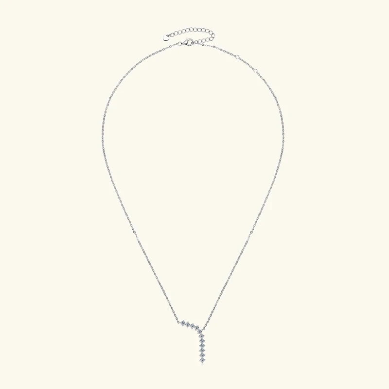 1,7 cttw D Farbe Moissanit Ohrringe Halskette 925 Sterling Silber Y-förmiger Anhänger Halsketten Schmuckset für Frauen Charmantes Geschenk