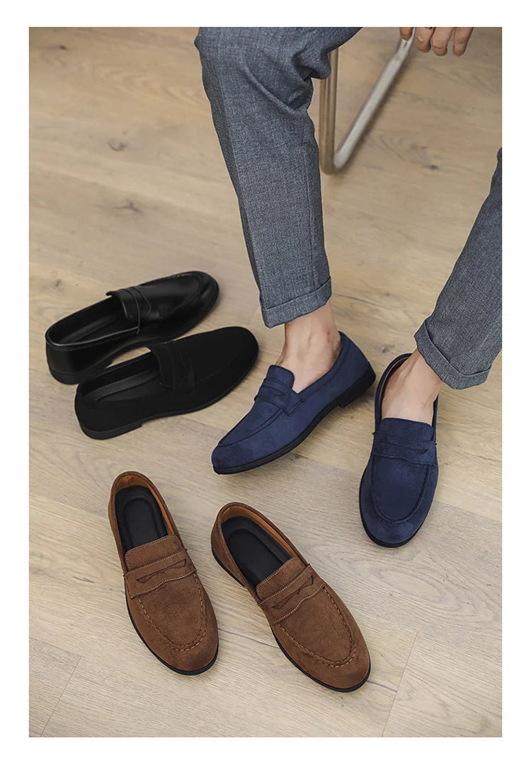 Herbst Wildleder Loafer Mann Große Größe 45 Komfort Slip-on Casual Schuhe Männer Wohnungen Retro Braun Mokassins Für Männer zapatos de hombre