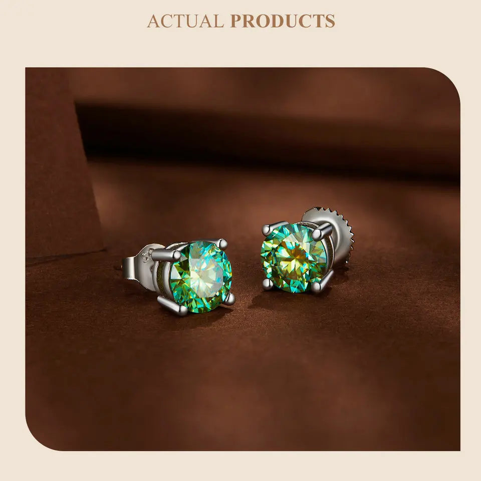 BAMOER 4-Zinken-Moissanit-Ohrringe für Damen, massives 925er-Sterlingsilber, 2 CT VVS1, Labordiamant, funkelnder klassischer Hochzeitsschmuck