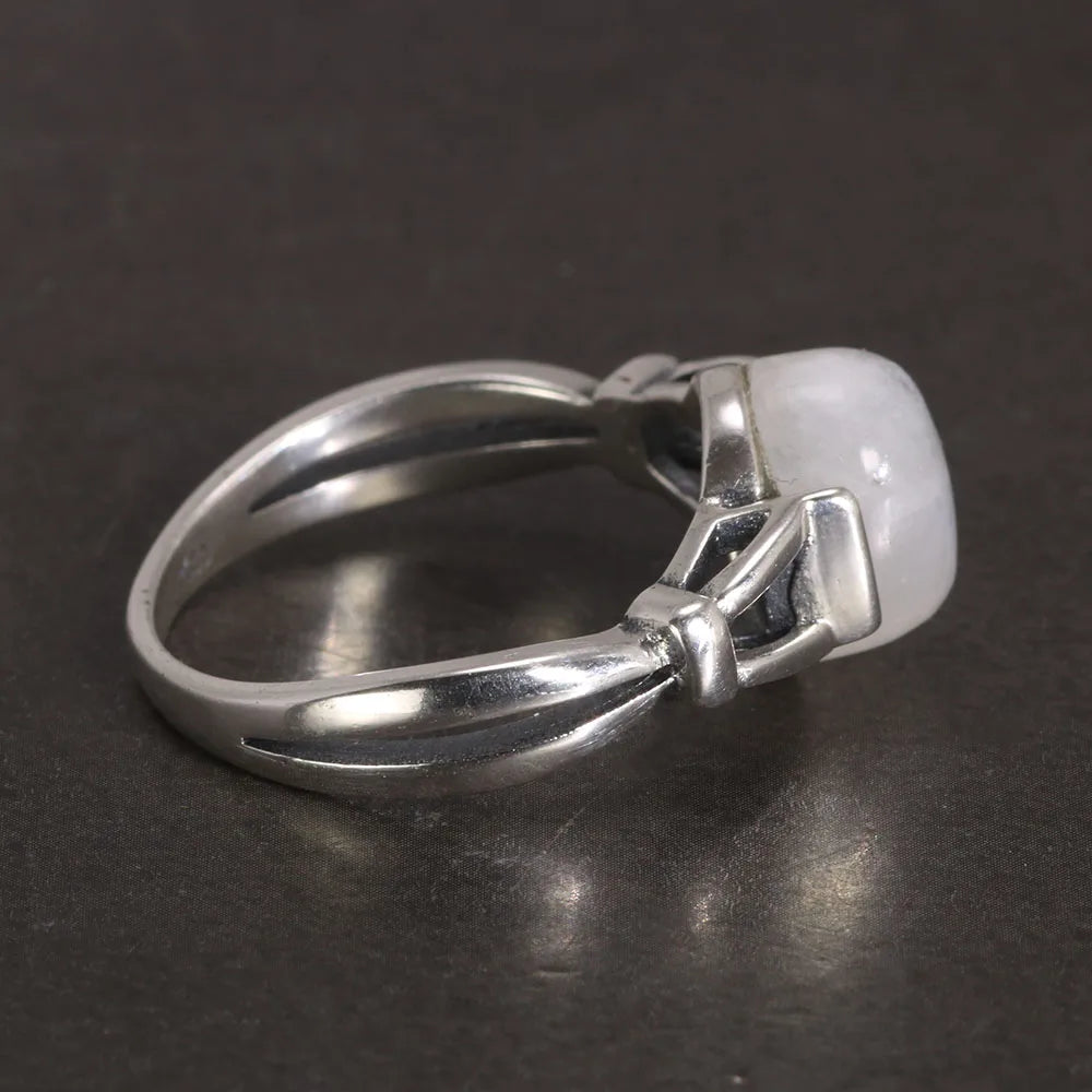 Bella-Ring aus 925er Silber – Verstellbar mit natürlichem Mondstein im Vintage-Stil