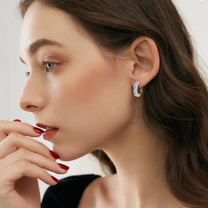 Echte Moissanit-Ohrringe aus 925er-Sterlingsilber, D, Farbe 2,76 CTTW. Moissanit Lab Diamant-Creolen, funkelnde Hochzeit, edler Schmuck