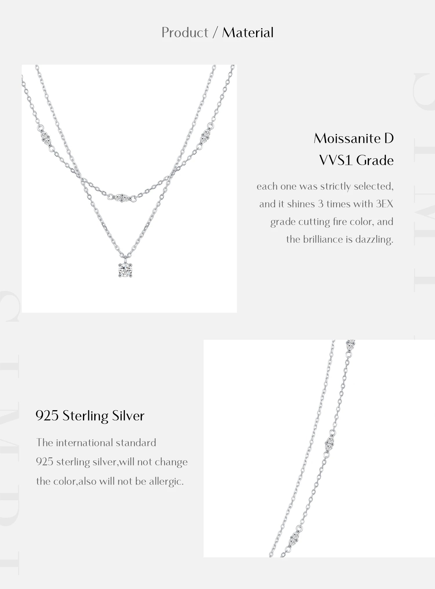 MODIAN Moissanit D Farbe Doppelschicht Anhänger Halskette 925 Sterling Silber Runde Stilvolle Choker Halskette Für Frauen Schmuck