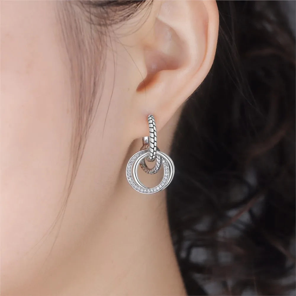 Heißer Verkauf 925 Sterling Silber Klassische Multi Ring Ohrringe Serie Tropfen Ohrringe Für Frauen Party Feines Geschenk Elegante Geburtstag Schmuck